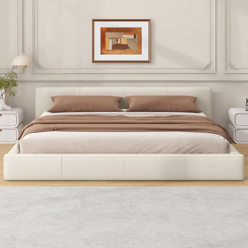 Très grand lit, [rembourré beige élégant], Très grand lit