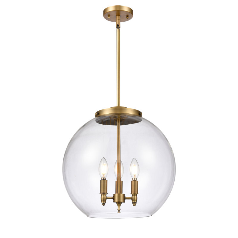 Luminaire suspendu sphère 3 lumières Ralph, H 16,38 po x l 15,75 po x P 15,75 po, Laiton brossé, Blanc mat