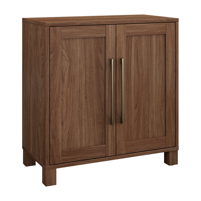 2-Door Accent Cabinet with Adjustable Shelf, Satin Walnut