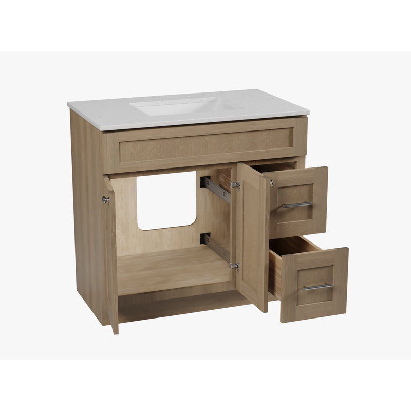 Ensemble de meuble-lavabo simple 36 po Chrisna, Chêne naturel