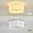 Greidys Gold Semi Flush Mount Ceiling Light, 6-Light Ceiling Light Fixtures with Fabric Drum Shade in Flower Shape, 15 Inch Modern Light for Nursery Bedroom Kitchen Hallway