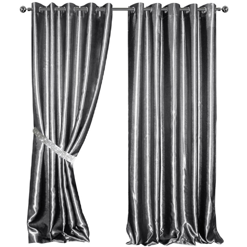 Magnhild Room Darkening Curtain Pair, 116cm W x 182cm D , Silver