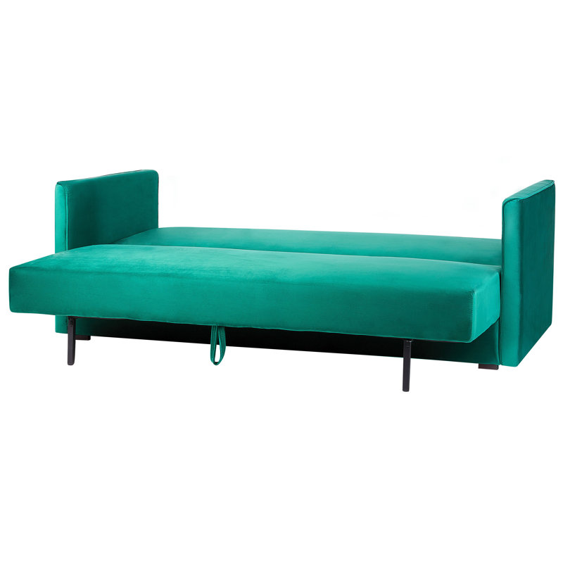 Amilcar 3 Seater Velvet Sofa Bed, Green