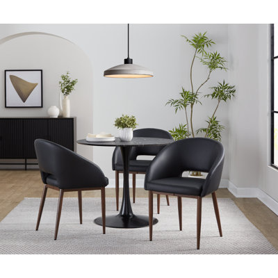 Resme Faux Leather Upholstered Chairs with Metal Legs