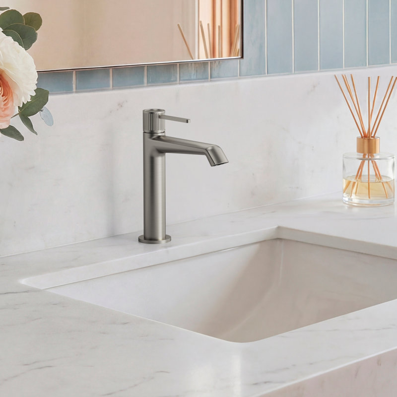Single-Hole Single-Handle Bathroom Sink Faucet with Drain Assembly, Brushed Nickel