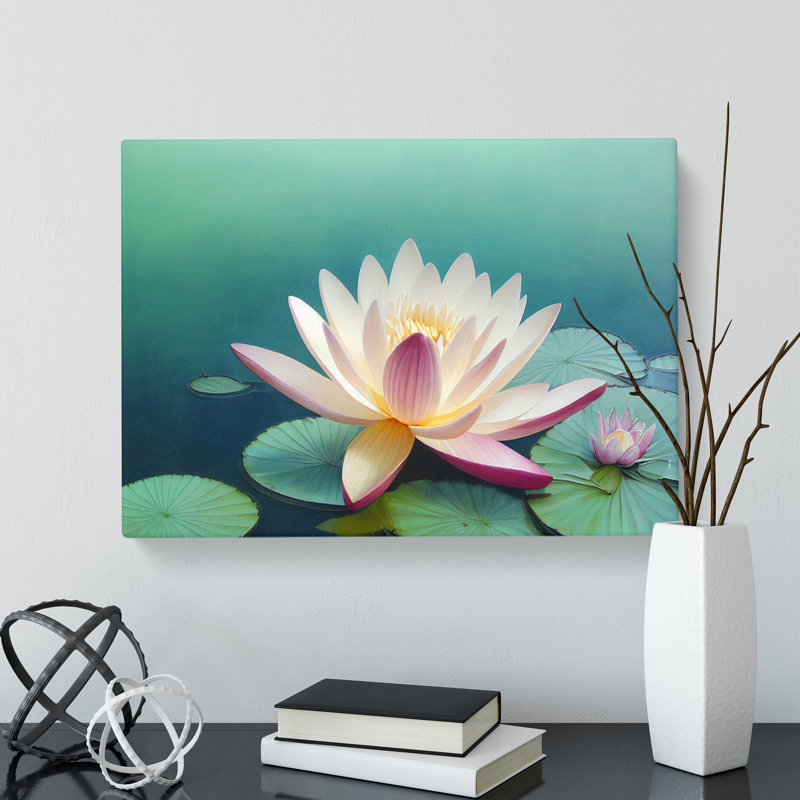 Classic Water Lily Flower - Wrapped Canvas, 35cm H x 50cm W x 3cm D
