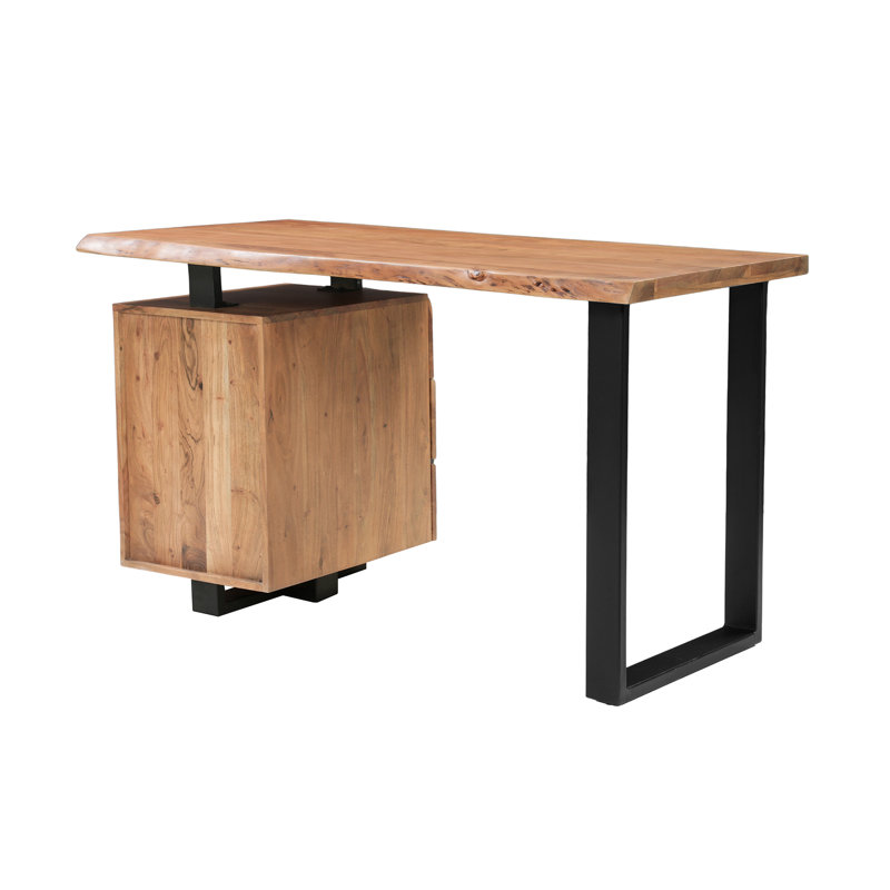 Bureau en bois massif à 3 tiroirs Live Edge, Natural