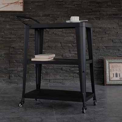 3-Tiered Metal Frame, Industrial Dining Cart With Swivel Wheels by Ophelia & Co.