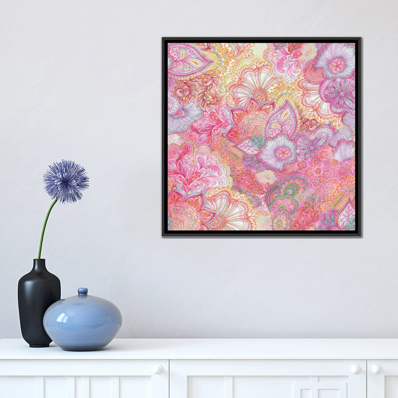 « safilles roses » par stéphanie corfee, impression sur toile, H 18 po x l 18 po x P 1,5 po, Toile avec cadre flottant noir