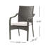 Chaises d'extérieur empilables en PE gris avec structure en fer, coussins argentés, conception de sièges confortables pour une utilisation en patio avec 4 accoudoirs