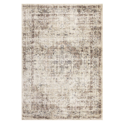 Machine Washable Rug with Rubber Backing for Living Room Oriental Non-Slip Area Rug Easy-Cleaning Vintage Floor Carpet for Bedroom Dining Room Office Playroom Nursery