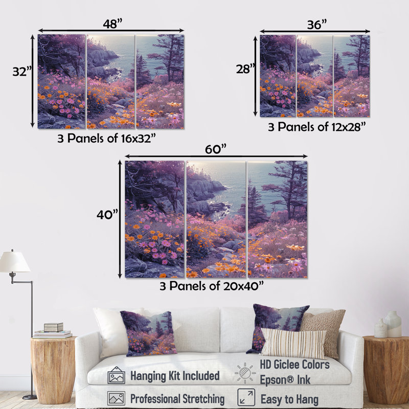 Cavitt - ensemble de reproduction d'art mural côtier, Toile tendue, H 40 po x l 60 po x P 1 po