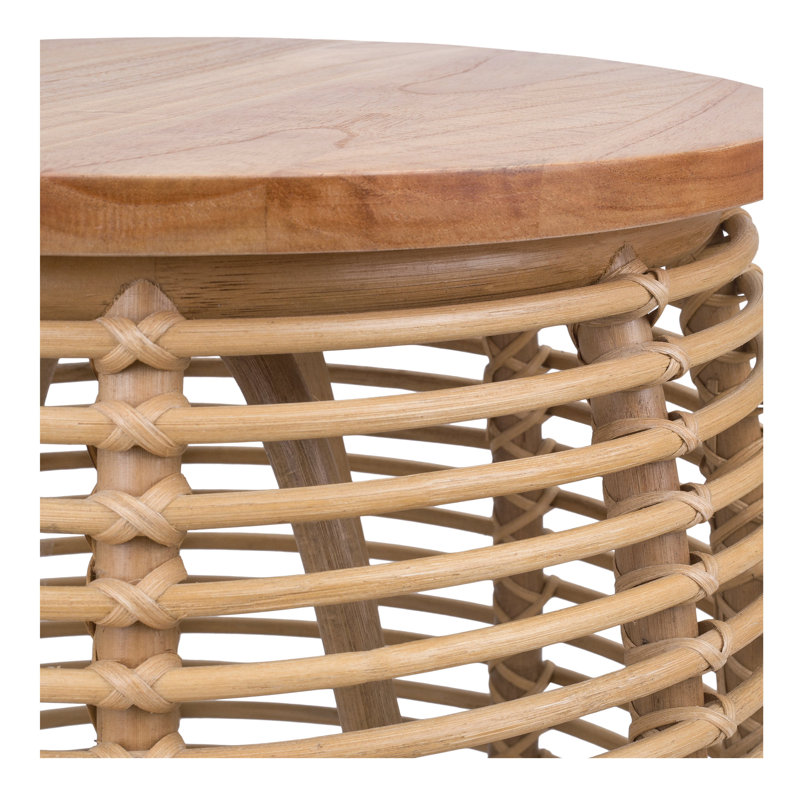Kiyana Solid Wood Top End Table, Natural