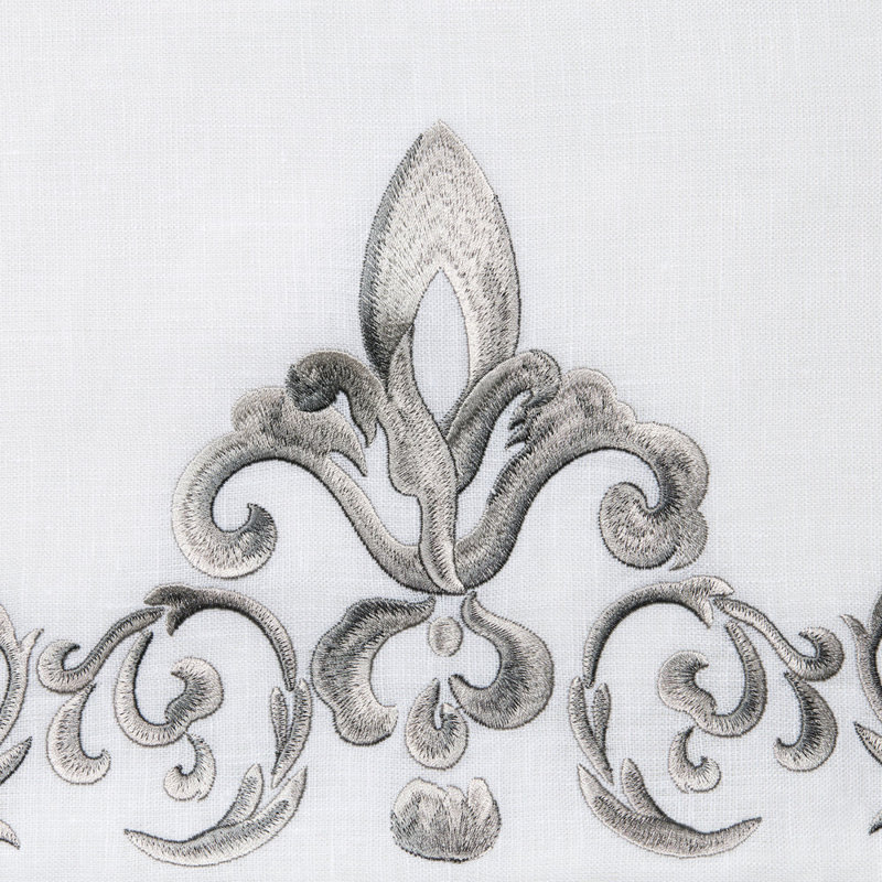 Umbria Linen Square Pillow Cover & Insert, White/Gunmetal