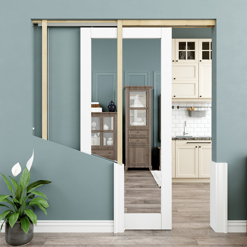 Porte coulissante intérieure avec portes coulissantes blanches avec quincaillerie et fermeture en douceur, 32 po x 80 po, 1