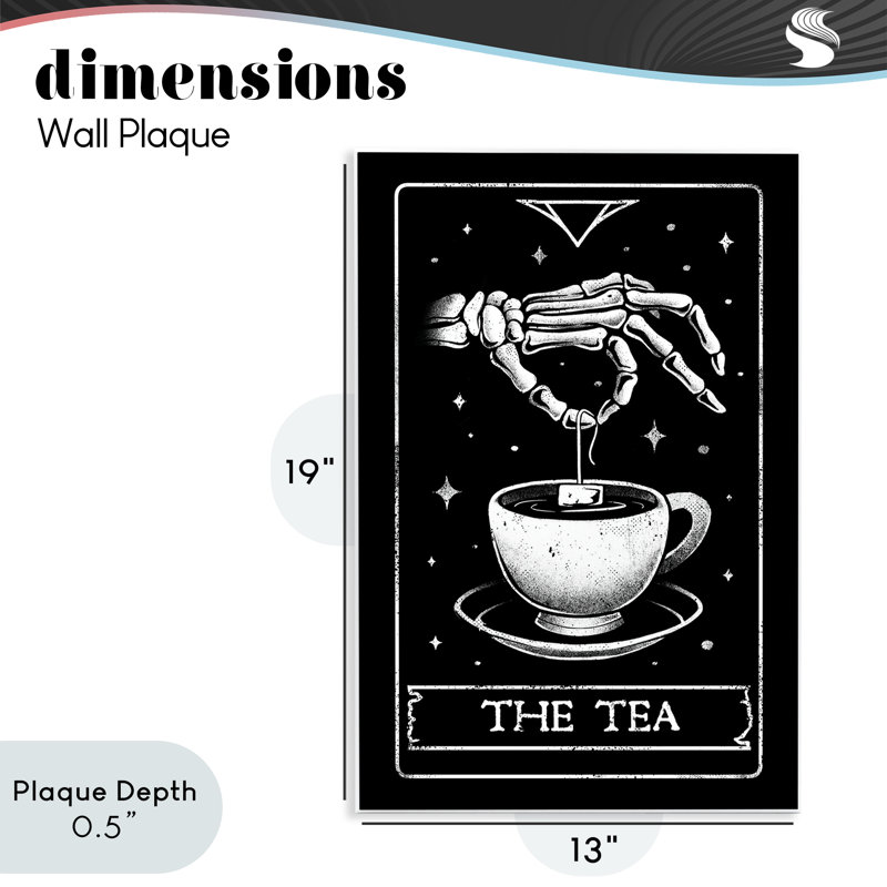 Plaque murale Tarot The Tea Skeleton, design par EduEly Designs, H 19 po x l 13 po