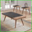 Ensemble de 3 tables basses brun moderne - bois franc et amp; Placage Mindi, mobilité facile avec roulettes