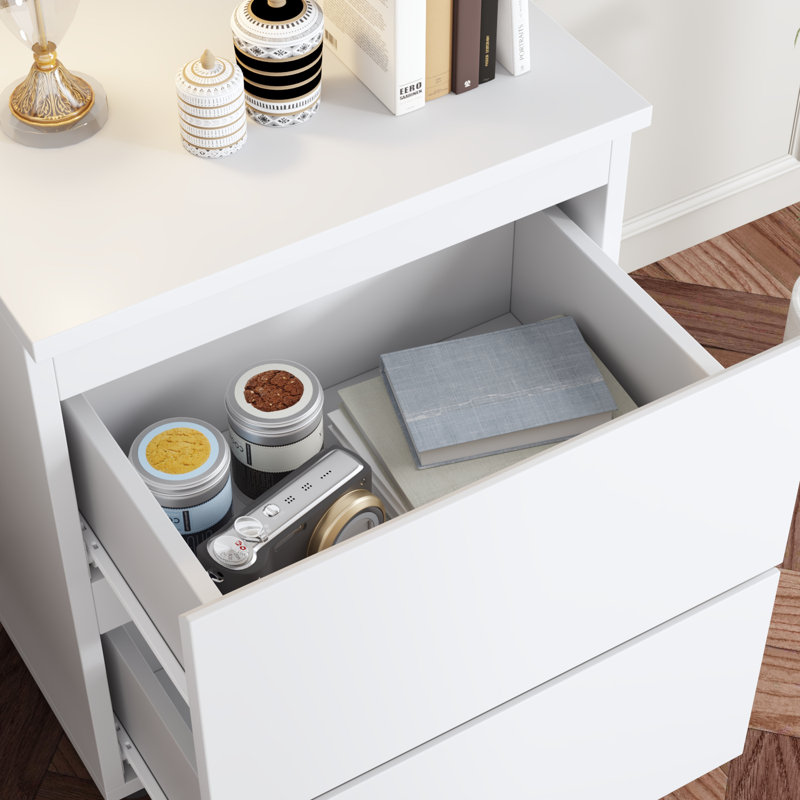 19'' H X 15.7'' W 2-Drawer Nightstand(Single), White