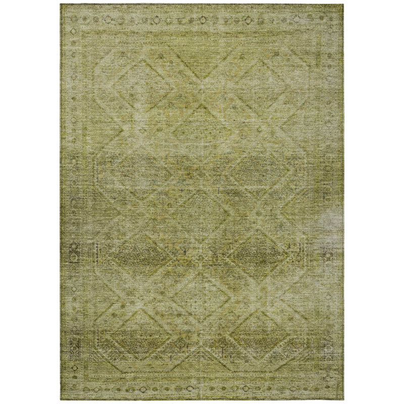 Machine Washable Indoor/Outdoor Xhevrie Aloe Rug, Rectangle 8' x 10'