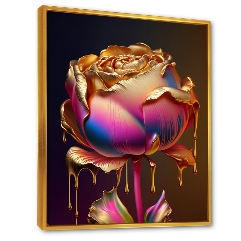 «Bromelton Rainbow Peony», impression sur toile, H 32 po x l 16 po x P 1 po, Cadre flottant doré