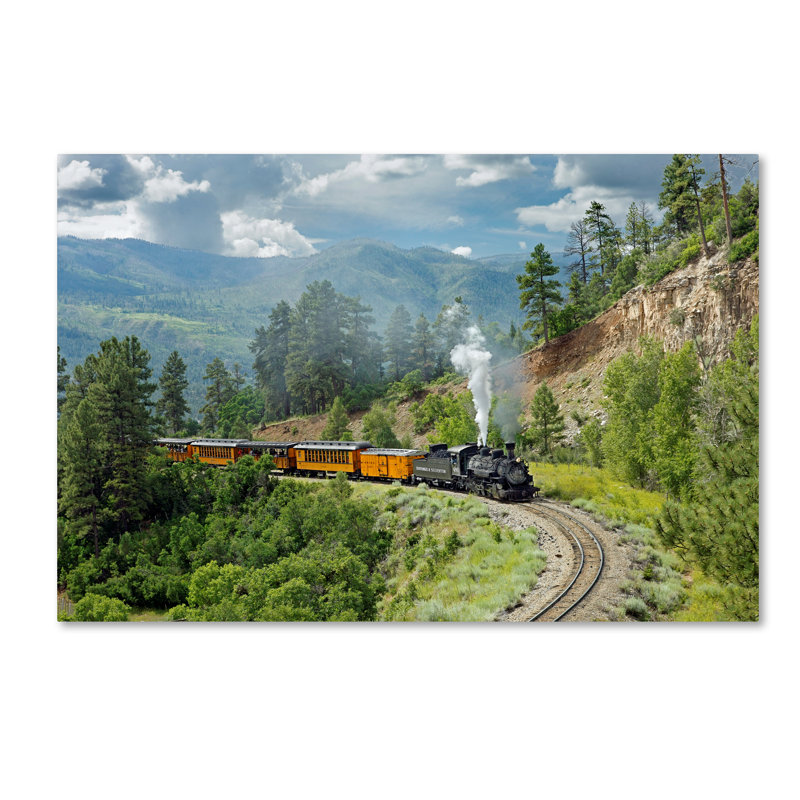 Art mural sur toile tendue - Photo murale «The Train From Bridge» par Mike Jones pour le salon, la chambre à coucher ou le bureau - 30 x 47