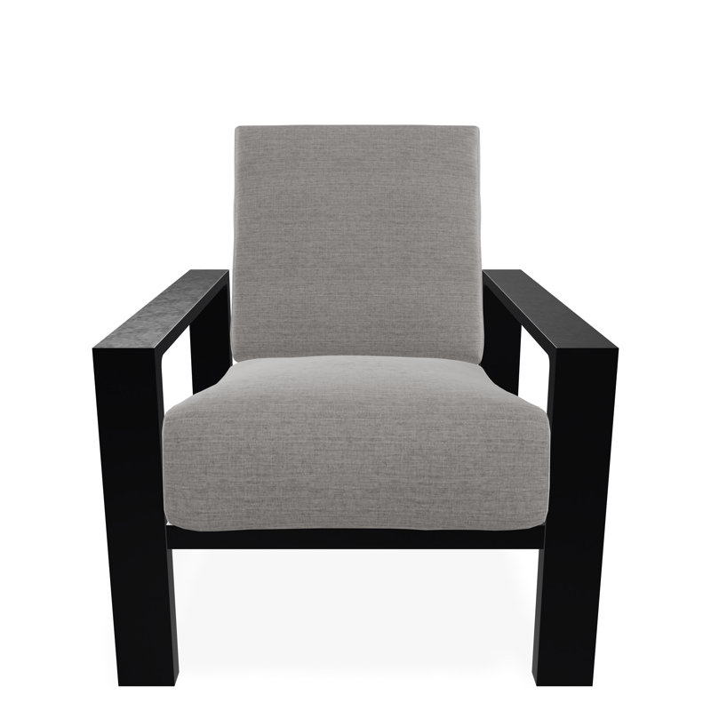 Chaise avec accoudoirs à coussin profond Larssen, Noir, Toile granit Sunbrella®