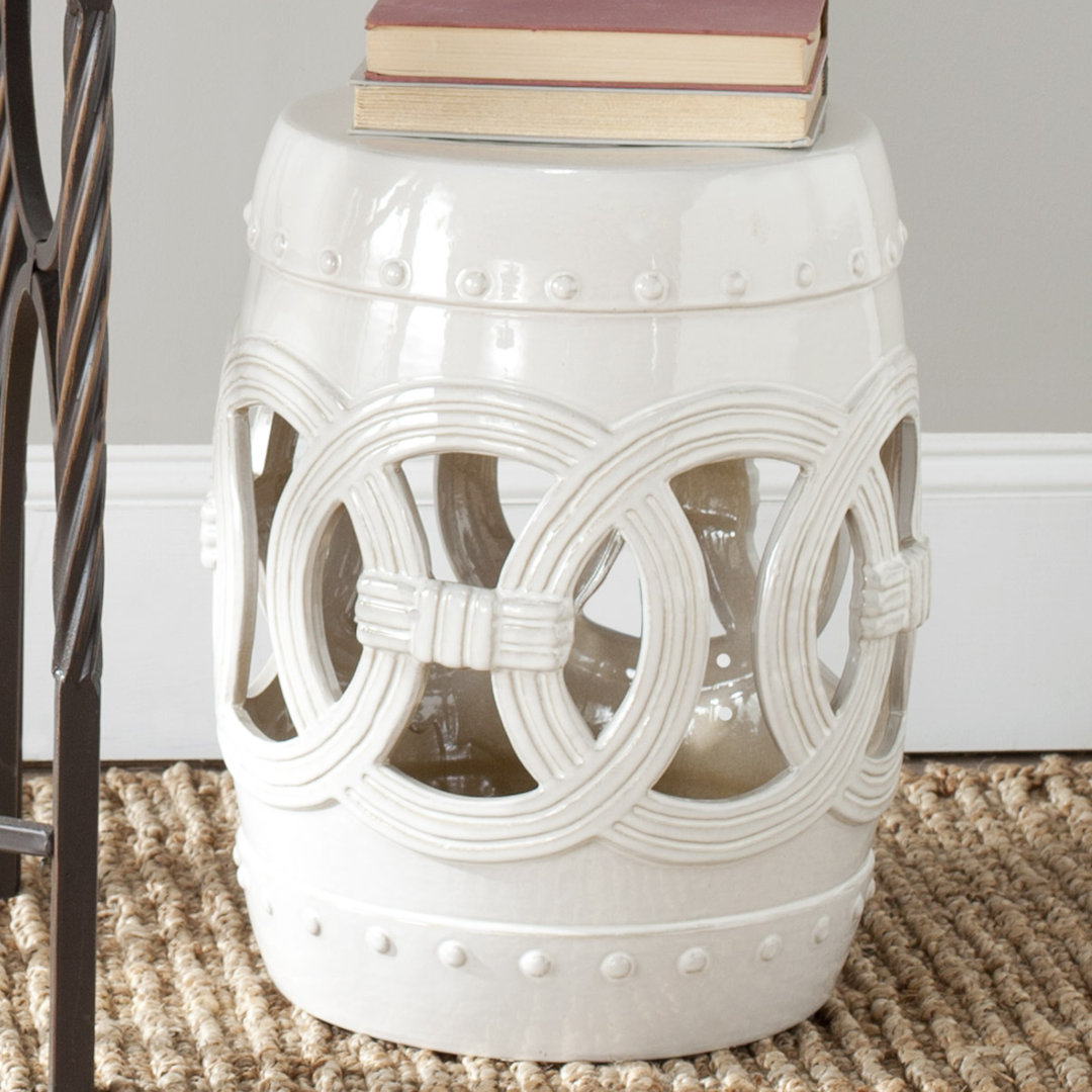 Bartlesville Ceramic Accent Stool Longshore Tides Base Color: Antique White