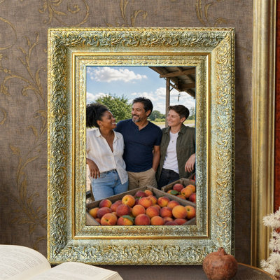 Cadre photo sophistiqué doré antique 1PC pour photos 5 po x 7 po et affichage mural et de table