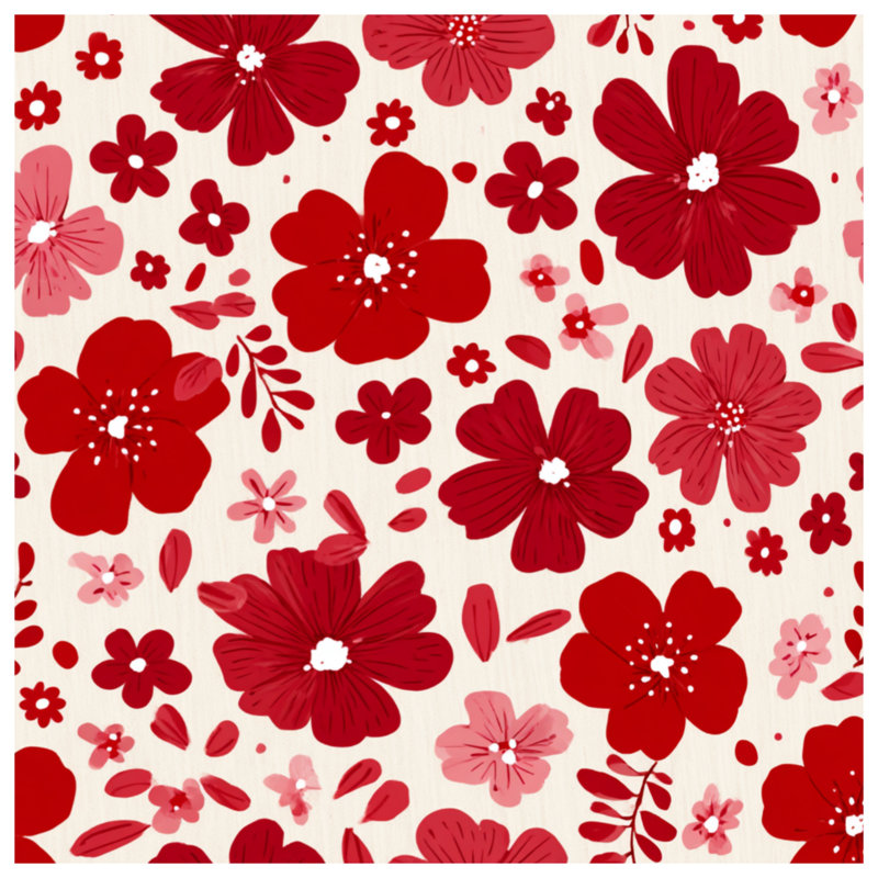 Red Floral Pattern Quilted Bedspread All Sizes, Twin