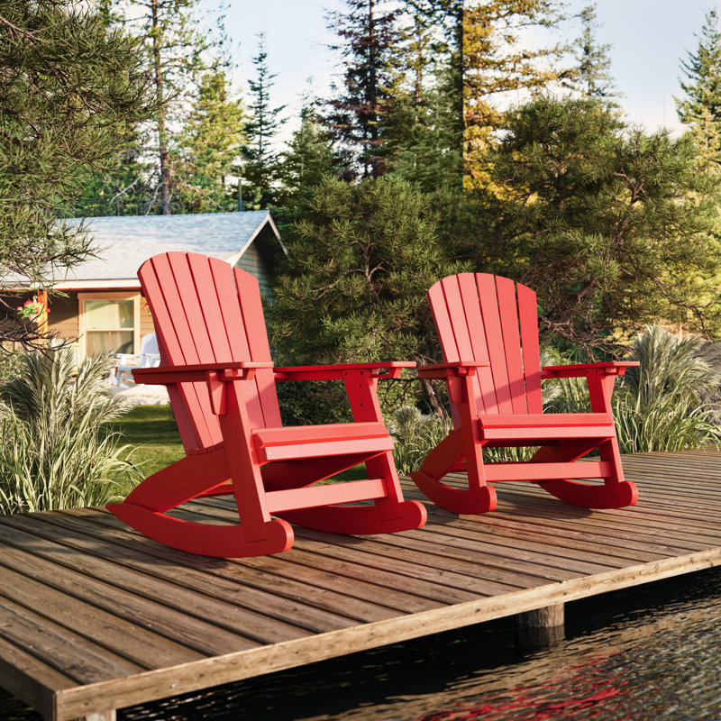 Chaise berçante Adirondack en PEHD Hosea, Noir / gris héron
