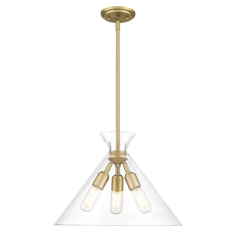 Luminaire suspendu conique simple à 3 lumières Malta, Bronze champagne brossé