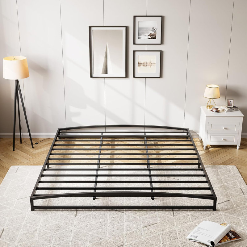 Low Bed Frame Full Size - 6/10 Inch Heavy Duty Metal Platform Mattress Foundation No Box Spring Needed  Noise-Free