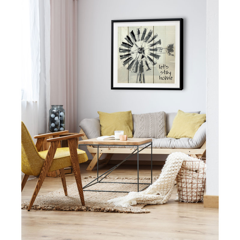 Let's Stay Home - impression d'art graphique, H 26,5 po x l 26,5 po x P 1,5 po, Cadre plastique noir