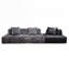 Canapé d'angle modulaire moderne 2 pièces avec dossiers amovibles, revêtement en chenille et cuir véritable, 336 cm de large, gris et noir