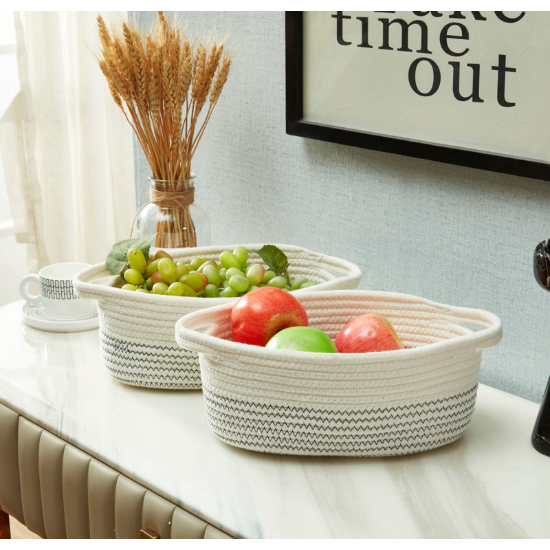 Ensemble de bacs décoratifs en tissu, Blanc / gris