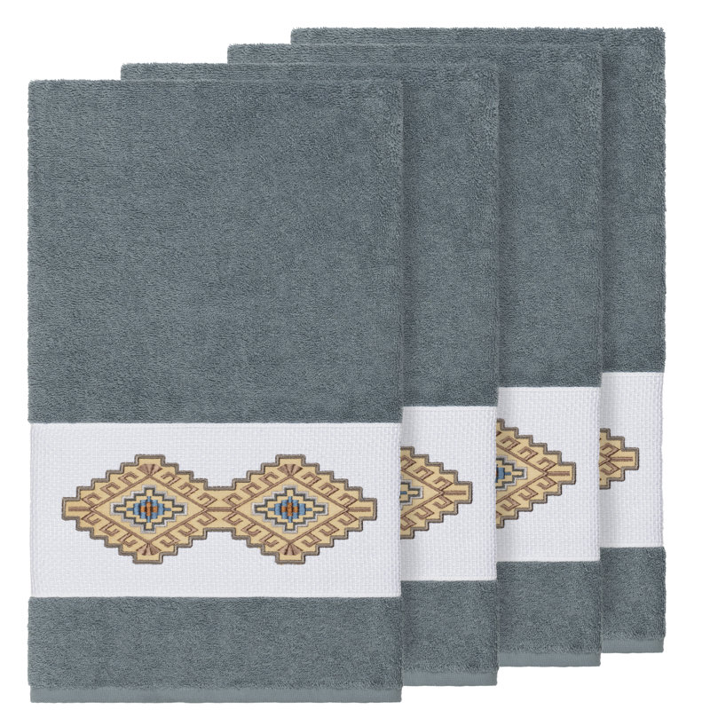 Gianna Turkish Cotton Midweight Bath Towel, Teal, Bath Towel - 4 Pack