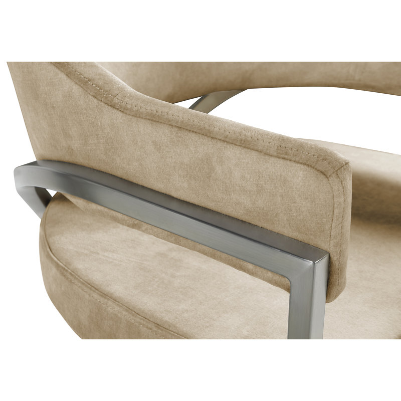 Chaise en velours Kirsi, Velours beige, Argent argent