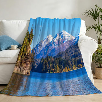 Blue Ultra Soft Flannel Fleece Throw Blanket,Tronador Mountain and Single-Sided Print
