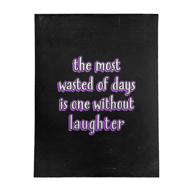 Tapis en chenille de polyester de style tableau noir Quotes Laughter, Rectangle 9 pi x 12 pi