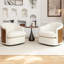 Faux Leather Swivel Barrel Chair-533347389