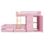 Lit superposé double avec 2 grands tiroirs et 5 petits tiroirs, panneau de fibres à densité moyenne et fabrication en bois massif, rangement moderne avec petite armoire - rose Sakura-518083774