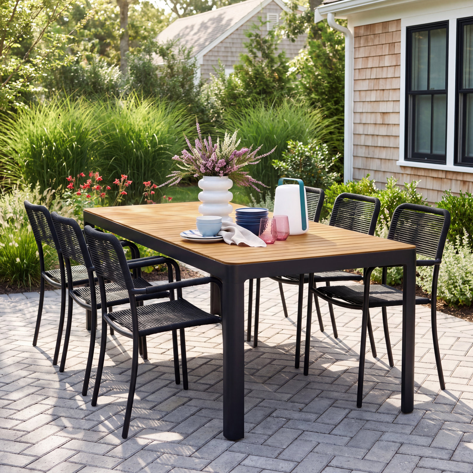 Brix 82" Teak Patio Dining Set