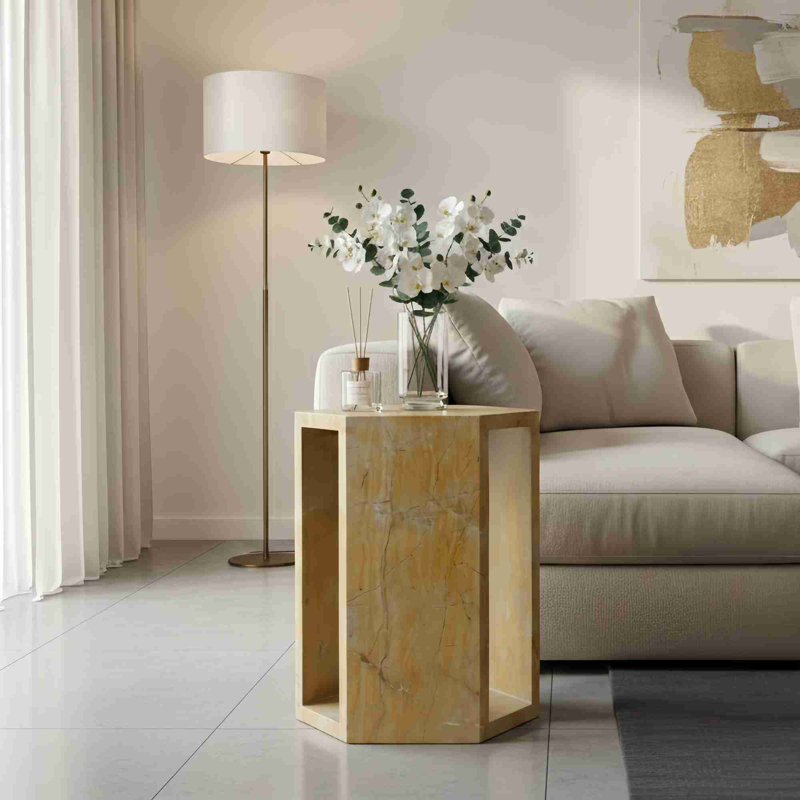 Table d'appoint en marbre naturel, Doré