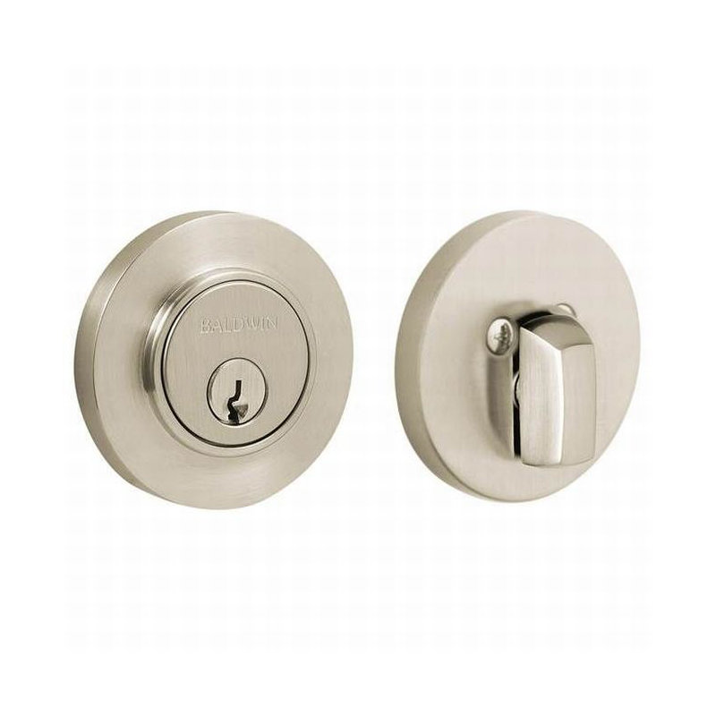 Contemporary Low Profile Single Cylinder Deadbolt, Lifetime (PVD) Satin Nickel, Yes