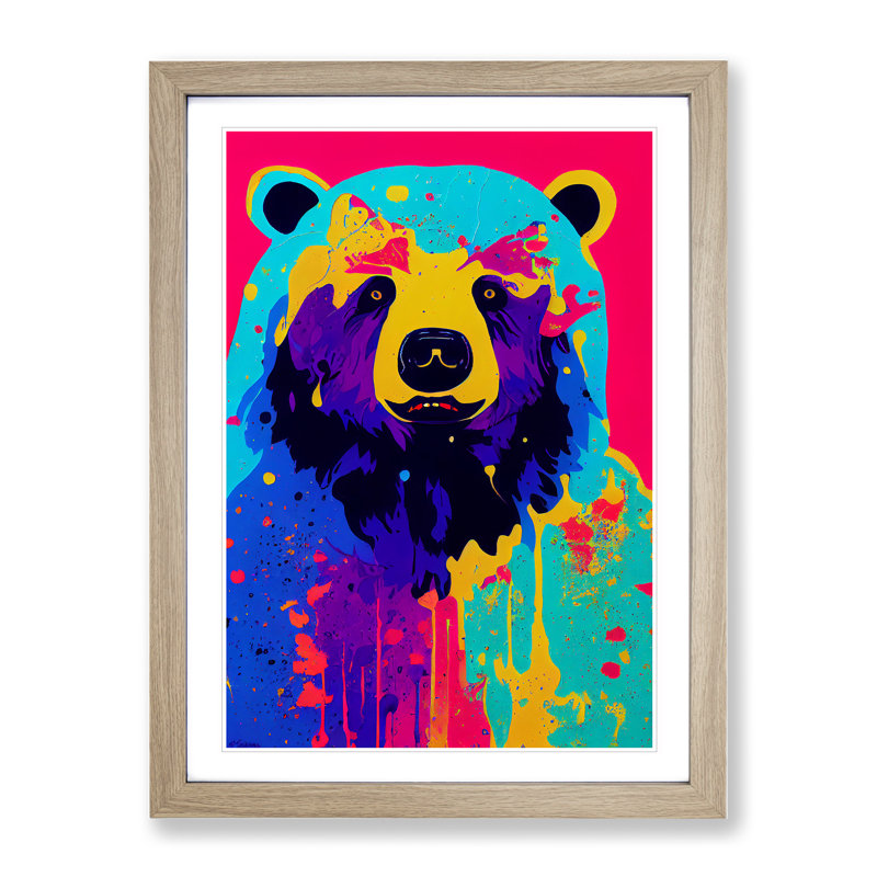 A Bear No.7 Abstract - Single Picture Frame Painting, 46cm H x 34cm W x 2cm D, Oak