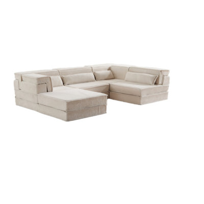 Extra-large Four-seater Bone-free Sectional Sofa With Footstool