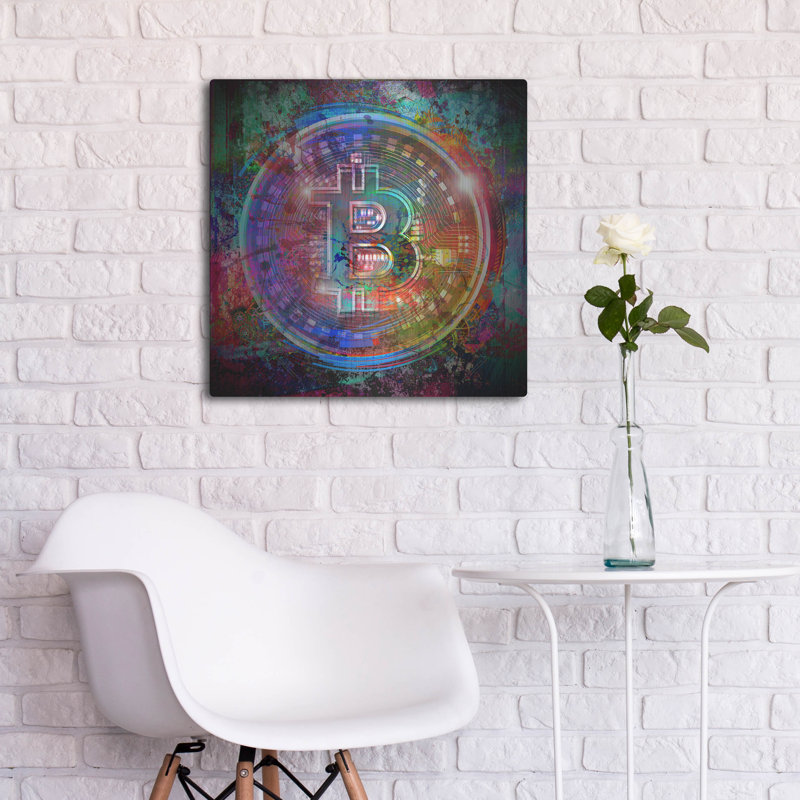 «Bitcoin Wallet», art mural en métal, H 24 po x l 24 po