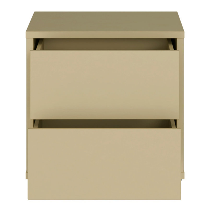 Alice Springs Low Bedside Cabinet with 2 Drawers Push-to-Open, Yellow