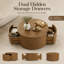 Table basse cylindrique 30,3 po Caston avec 2 tiroirs de rangement cachés et roulettes dissimulées-813097792-813097793