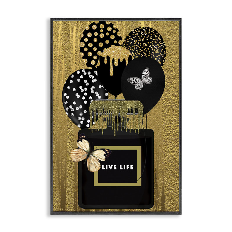 «Live Life Gold», art de la giclée encadrée par Yvonne Coleman Burney, Giclée encadrée noir minuit, H 24 po x l 16 po